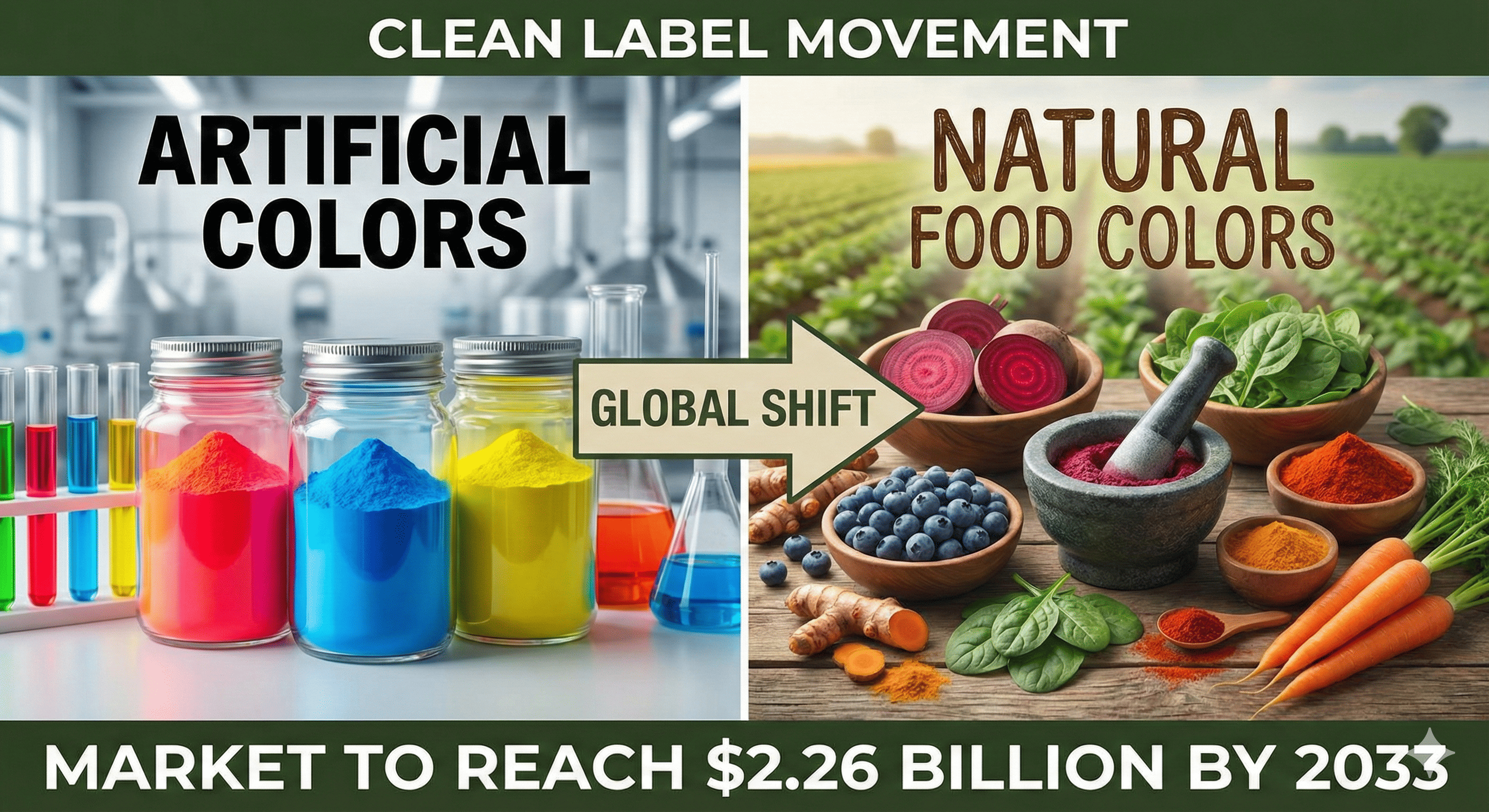 Natural Food Colors Market to Reach USD 2.26 Billion by 2033, Driven by Clean Label Demand and Regulatory Push